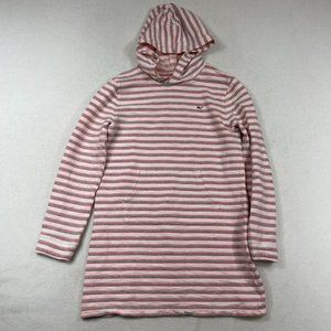 Vineyard Vines Girls Greenwich Stripe Hooded Cover Up Dress Size L Pink Pocket
